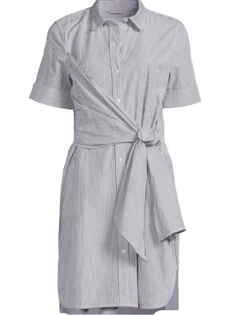 Free Assembly Striped Tie-Waist Shirt Dress in Light Blue. Size XL. Preppy